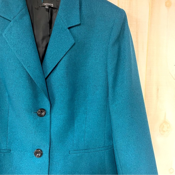 Jones Wear Teal Blue Two Button Blazer Jacket Pockets, Sz 14 - Picture 5 of 5